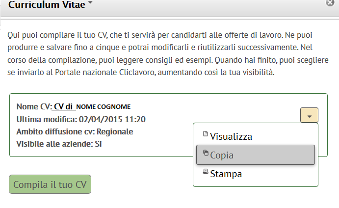 Accesso tramite registrazione al servizio di incontro domanda offerta dei Centri per l'impiego Il tuo account è stato generato automaticamente in quanto hai aderito al servizio di incontro domanda