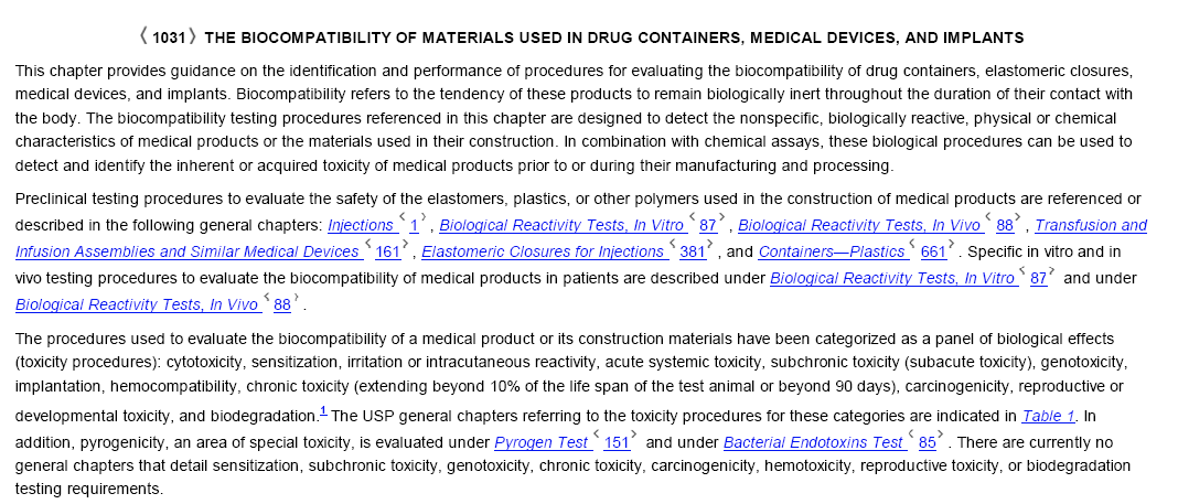 BIOCOMPATIBILITY OF MATERIALS USED