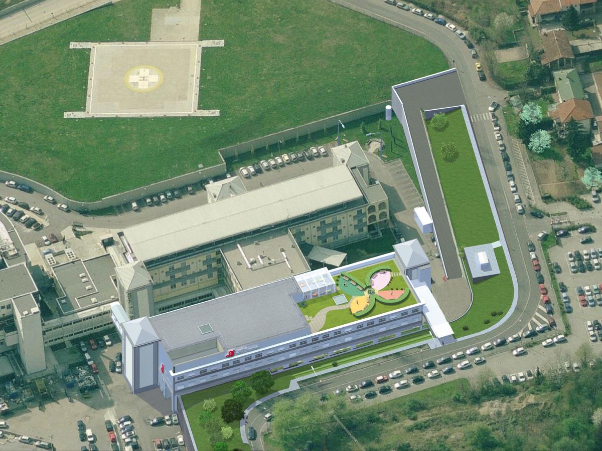Di che cosa si tratta Un progetto di costruzione autonoma e indipendente, a lato dell Ospedale San Gerardo di Monza, che integra ricerca e cura, per garantire la massima efficienza 4 piani (3 fuori