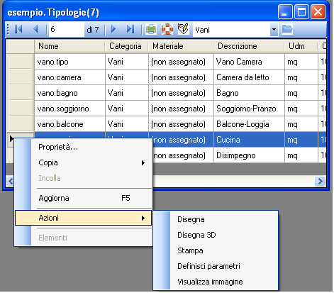 All elenco delle tipologie può essere applicato un filtro di visualizzazione per categorie, utilizzando il combo-box presente nella barra degli strumenti.