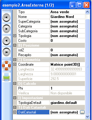 Aree esterne Il nodo Aree esterne apre la lista contenente i dati relativi alle superfici ricadenti nel territorio e di pertinenza dell edificio.