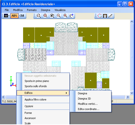 L A V I S T A G R A F I C A D E L L E D I F I C I O Disegna Per disegnare la rappresentazione planimetrica dell edificio occorre selezionare il nodo Edificio e cliccare il tasto destro del mouse;