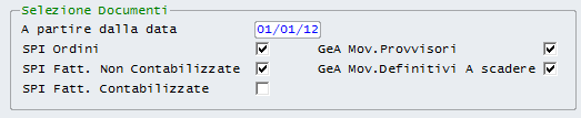 SPI Fatture Contabilizzate - Attivare se si vogliono considerare le Fatture passate in Contabilità.