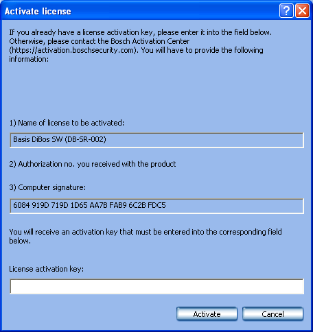 DiBos/DiBos Micro Configurazione standard it 129 6.15.1 Attivare licenza Menu Gestione e chiave hardware > Selezionare la licenza > Pulsante Attiva.