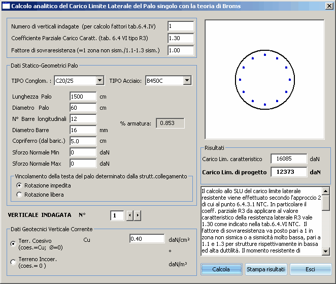 120 FONDAZIONI IN CA lineare. Con terreno sciolto assumere K=0,5. Con terreno denso K=0,4. Per pali trivellati o pressati con elica continua assumere rispettivamente K=0,7 e K=0,9 (Viggiani).