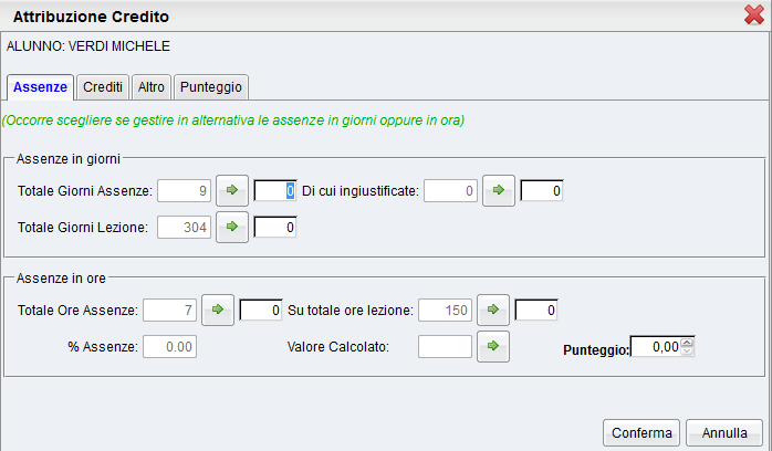 Inserimento voti per Materia Dalla finestra principale del caricamento voti, cliccando sulla descrizione sintetica della materia Il docente