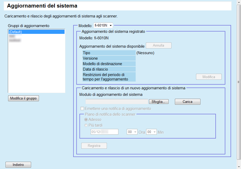 Capitolo 3 Server Aggiornamento del sistema Nella finestra di Console, il sistema, la protezione e le opzioni installate possono essere aggiornati caricando un nuovo modulo di aggiornamento del