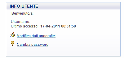 3.1.7 nella stessa maschera è possibile, nella sezione INFO UTENTE, apportare delle modifiche ai dati personali ( Modifica