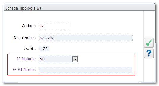 NewS Pro Fattura PA - Archivi e Tabelle Nel caso di non applicabilità dell'imposta, vanno indicate la Natura e la Descrizione dell'inapplicabilità: