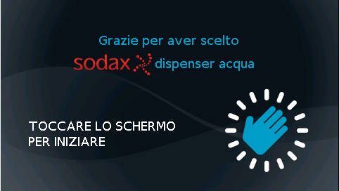 Preparare SODAX X1 per l utilizzo AVVERTENZA I sistemi di riscaldamento e raffreddamento dell erogatore saranno attivati, pronti per l utilizzo, solo dopo il completamento delle procedure d