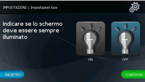 Schermata Impostazioni Tecniche Per accedere alla schermata delle impostazioni tecniche toccare l icona Impostazioni Tecniche della schermata IMPOSTAZIONI.