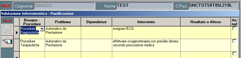 - La pianificazione: procedure terapeutiche e diagnostiche Nella pianificazione oltre ai bisogni selezionati dall infermiere,