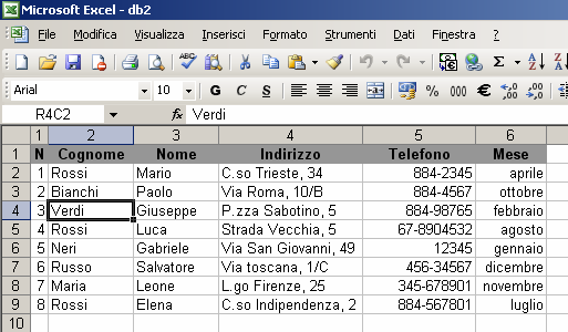 w44 ORDINARE I DATI (V) Opzioni di