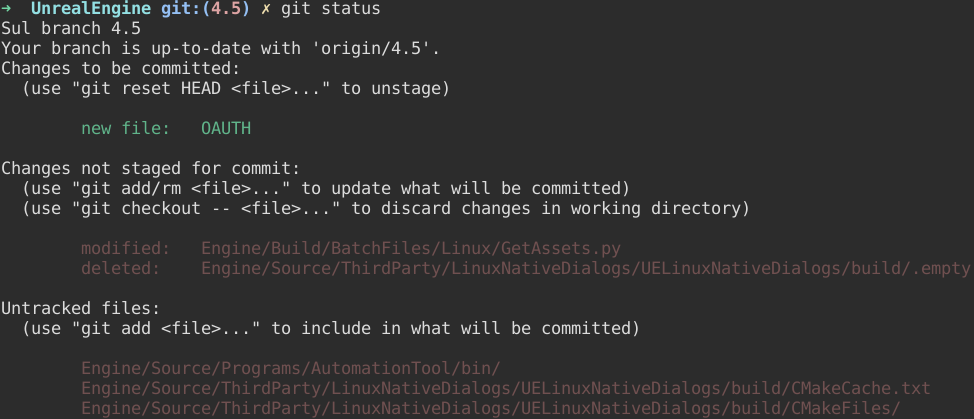 git status Uno dei comandi più utili Mostra una serie di informazioni: Su che branch siete Se siete avanti o indietro rispetto al branch remoto che state tracciando I