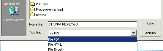 Esempio di anteprima di stampa Esempio di esportazione su file Cliccando l indicatore SALVA SU FILE la procedura consente la