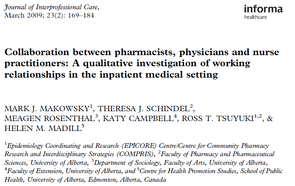 Cosa sappiamo «Several recent studies and systematic reviews have documented that care provided by pharmacists improves patient outcomes (Beney et al., 2000; Bond et al.