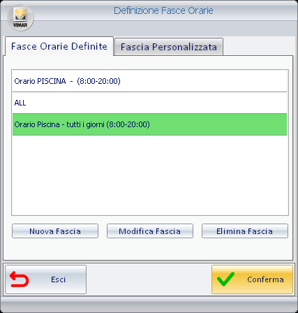Questo consente di velocizzare l impostazione delle fasce orarie di accesso agli ambienti, in tutti quei casi in cui la fascia oraria non deve essere personalizzata per ogni utente, ma dipende, ad