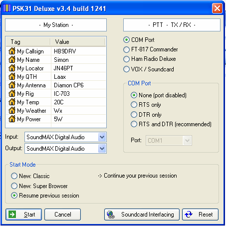 Software PSK31 Deluxe: Il programma PSK31 Deluxe fa parte di una Suite (raccolta) di programmi denominata Ham Radio Deluxe, la versione e freeware (libera dall acquisto) ma e necessario registrarsi
