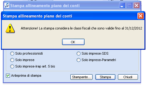 f) nella maschera piano dei conti verranno visualizzati i soli conti che soddisfano il filtro impostato in precedenza b.