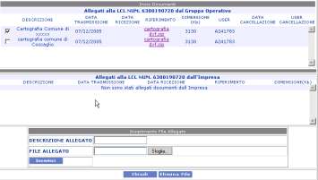 1.13.2 Invio allegati generici Anche per l invio di allegati generici occorre selezionare la funzione precedente. Compare la seguente maschera che permette le seguenti operatività.