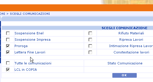 Dalla maschera di selezione delle comunicazioni occorre selezionare la voce LCL in copia e la tipologia (e/o lo stato) delle comunicazioni che si vogliono visualizzare.