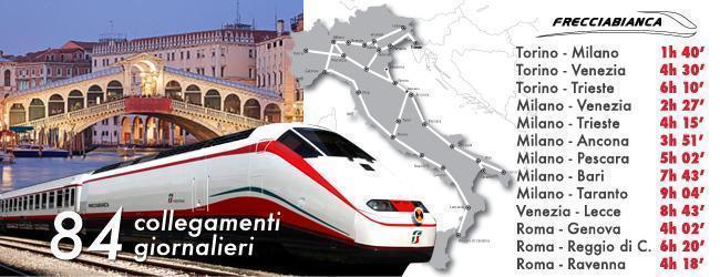 42 treni tra Milano e Venezia; 24 treni tra Nord Italia e le principali località