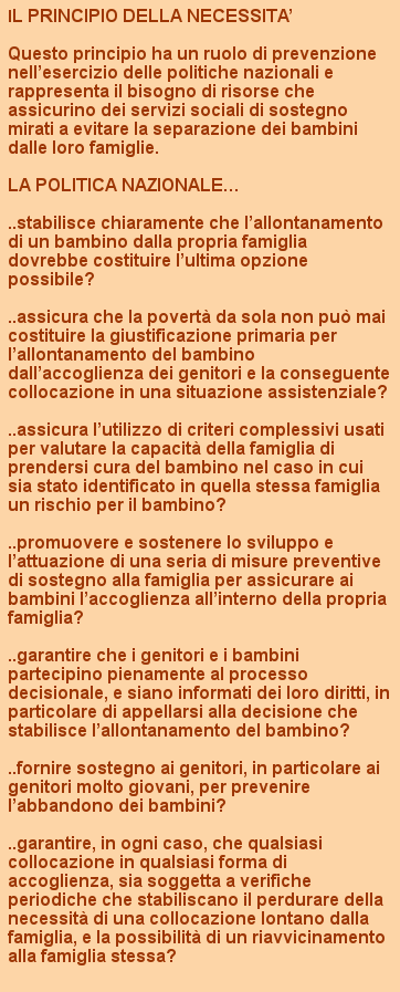 Domande guida per la definizione delle