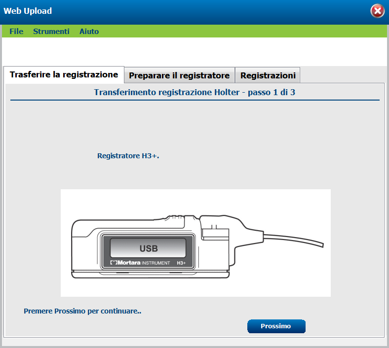 Si avvia automaticamente l applicazione WEBUPLOAD Per accedere