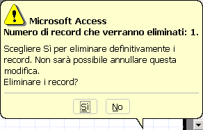 Cancellare record 1. Visualizzare il record per cancellare 2. Fare clic su Modifica nella Barra dei menu 3.