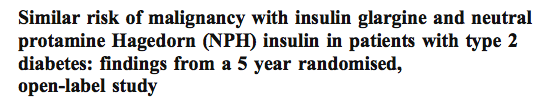 RCT della durata 5 anni glargine vs NPH in 1.024 pazienti DMT2. End-point primario: progressione della retinopatia diabetica (studio di non inferiorità). Incidenza di progressione: 14.