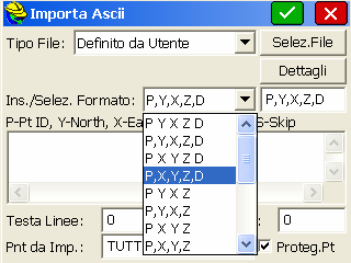 3.1.2 Importazione di dati tabellari All interno del sotto menù esiste la possibilità di importare ed esportare archivi di dati.