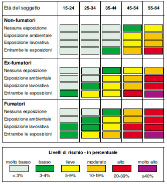 Fumo: Le carte del rischio Rischio Assoluto di BPCO nella Popolazione Maschile Probabilità di contrarre la malattia