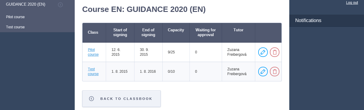 tutor/amministratore, le informazioni sull inizio e la fine del corso e la descrizione del corso - lo strumento Aggiungi che permette all amministratore di aggiungere un ulteriore edizione del corso,