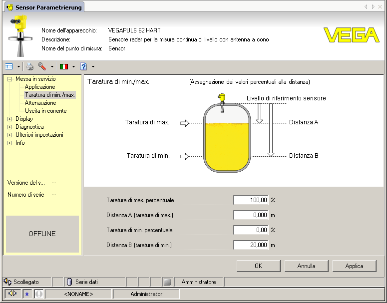 7 Messa in servizio con PACTware Figura 23: Esempio di una maschera DTM Versione standard/versione completa Tutti i DTM degli apparecchi sono disponibili in versione standard e in versione integrale