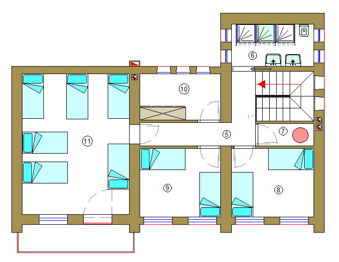 ALLEGATO A 1- Cucina 2- Pranzo 3-Disimpegno 4-Bagno PIANTA PIANO TERRA 5-Corridoio 6- Bagno 7-Caldaia 8-Camera