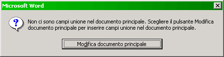 Tale integrazione avviene con la funzione chiamata Stampa unione presente nel menù Strumenti. Cliccando su tale voce compare la finestra Prepara stampa unione nella quale vengono richiesti: 1.