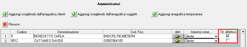 Anagrafiche titolari effettivi: Ricordiamo che il titolare effettivo da registrare è colui che detiene il 25 % +1 del capitale sociale della società, pertanto potrebbe essere: - L amministratore o