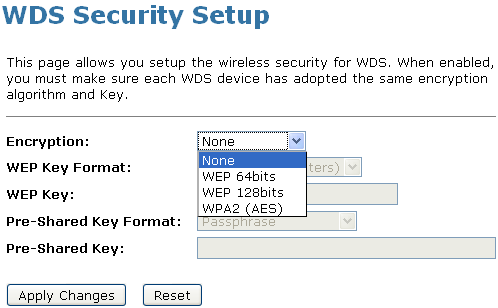 6. Dal menu Wireless, cliccate su WDS Settings. 7. Selezionate l opzione Enable WDS. 8. Inserite il MAC Address. 9. Inserite il Comment. 10. Cliccate su Set Security. 11.