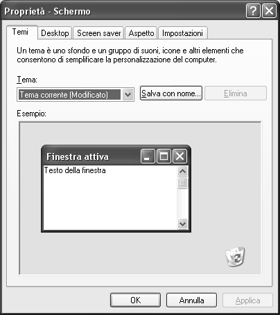 Figura 10-2 Scegliere un sfnd, i clri sul desktp ed un screen saver cn le relative impstazini.