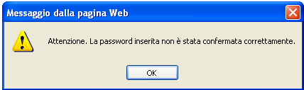 MODIFICA PASSWORD: Bisogna inserire la nuova password e confermarla, salvando la