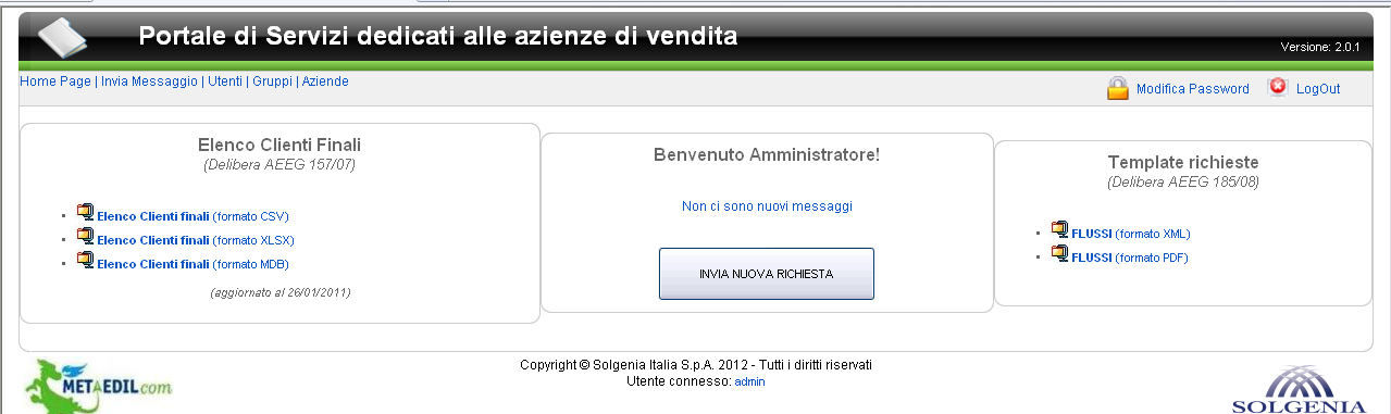 VISUALIZZARE NUOVI MESSAGGI: In caso di login correttamente effettuato, un messaggio avvisa della presenza (o meno) di nuovi messaggi