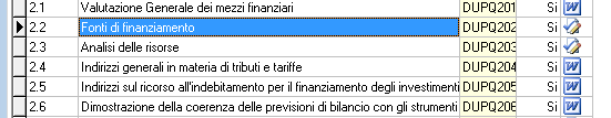 Ogni paragrafo può essere aperto e modificato Si accede al singolo paragrafo