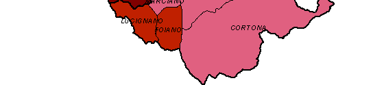 Grafico 2.5 PERCENTUALE DI SEGNALATI IN ETÀ 15-34 ANNI SU GIOVANI IN ETÀ 15-34 ANNI NELLE ZONE DELLA PROVINCIA DI AREZZO. 1996-2002.