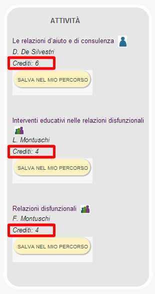 Attività on-line Il sistema dei crediti Le attività nell area di approfondimento generale, attribuiscono un n.