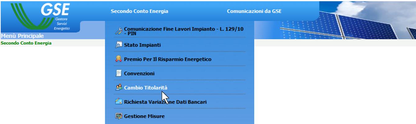 c. Selezionare l applicativo per il quale si deve effettuare in maniera telematica il trasferimento della titolarità: FTV-SR; d.