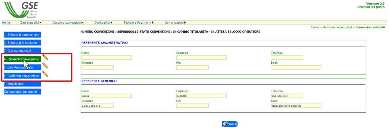 Qualora dovessero apparire delle X rosse in corrispondenza di alcuni dati sarà necessario accedere alle relative schede o alla sezione anagrafica generale ed inserire le