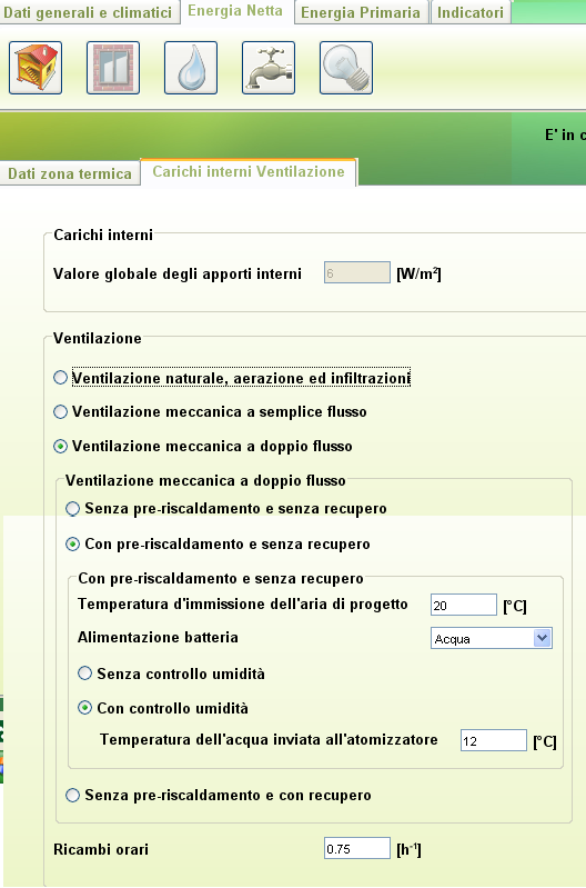 25 VENTILAZIONE I ricambi orari vengono automaticamente calcolati in base