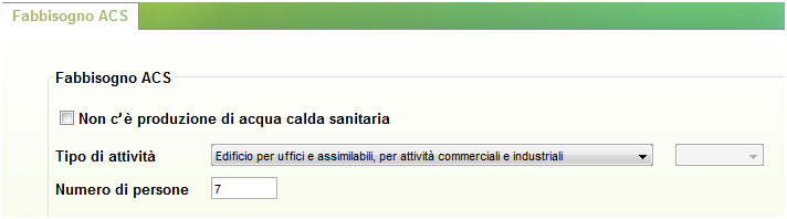 55 FABBISOGNO ACS Inserimento dei dati relativi al