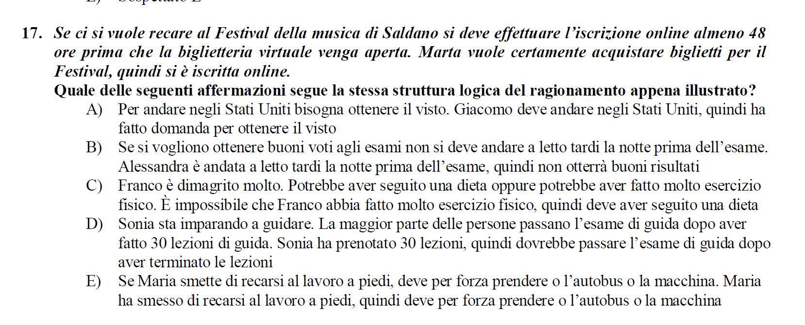 PROVA UNICA DI AMMISSIONE AI CORSI DI LAUREA MAGISTRALE IN MEDICINA E CHIRURGIA E IN