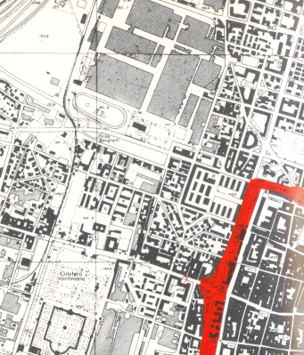 Planimetria n 8 Pianta della città 1970 circa Analisi storica dei corpi di fabbrica I piani regolatori e la cartografia della città, anche se permettono un riscontro attendibile sul numero e la